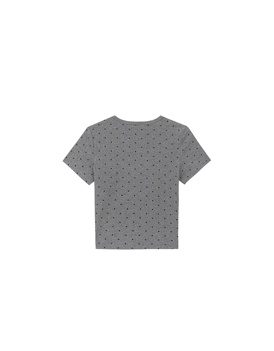 品牌LOGO綴飾圓點合身棉質TEE