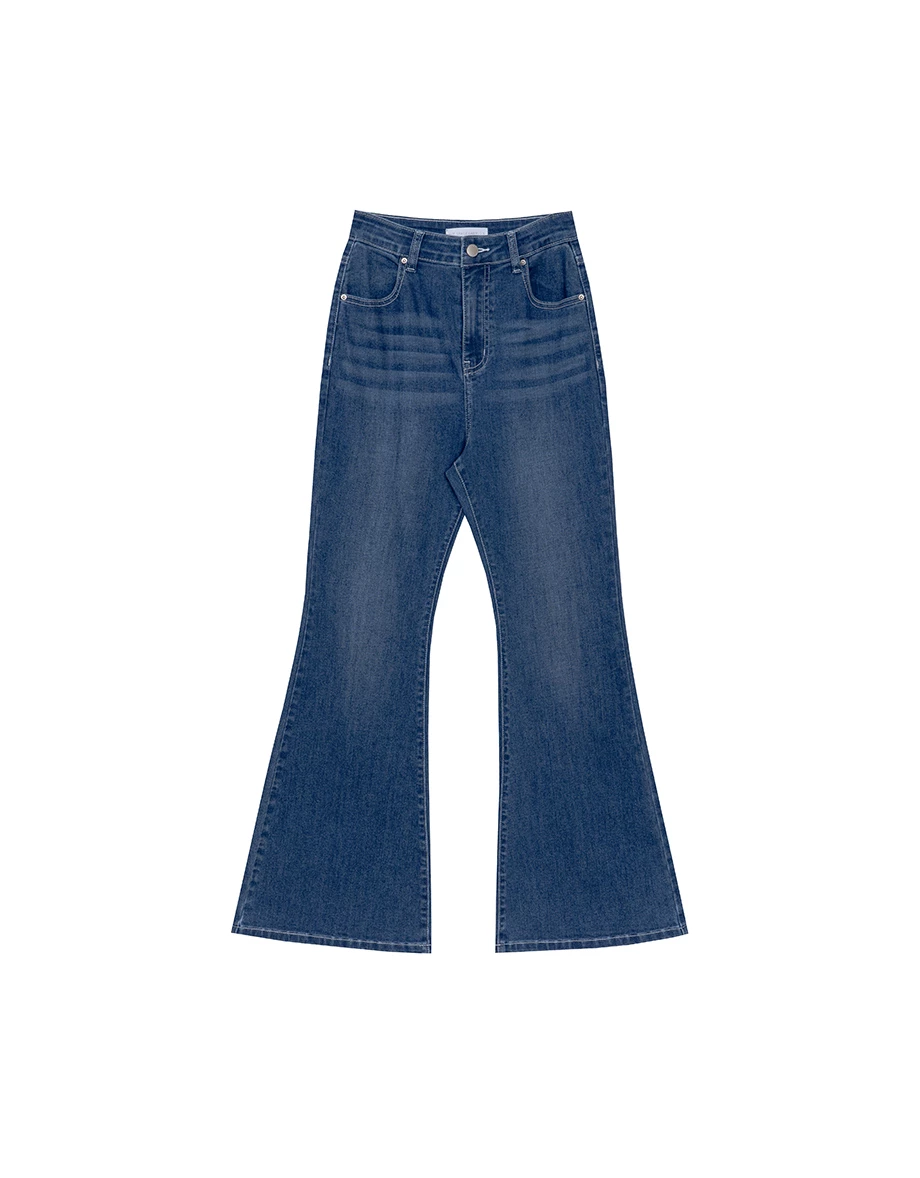 Vintage Wash High Waist Cooling Stretch Jeans Denim Flare Pants