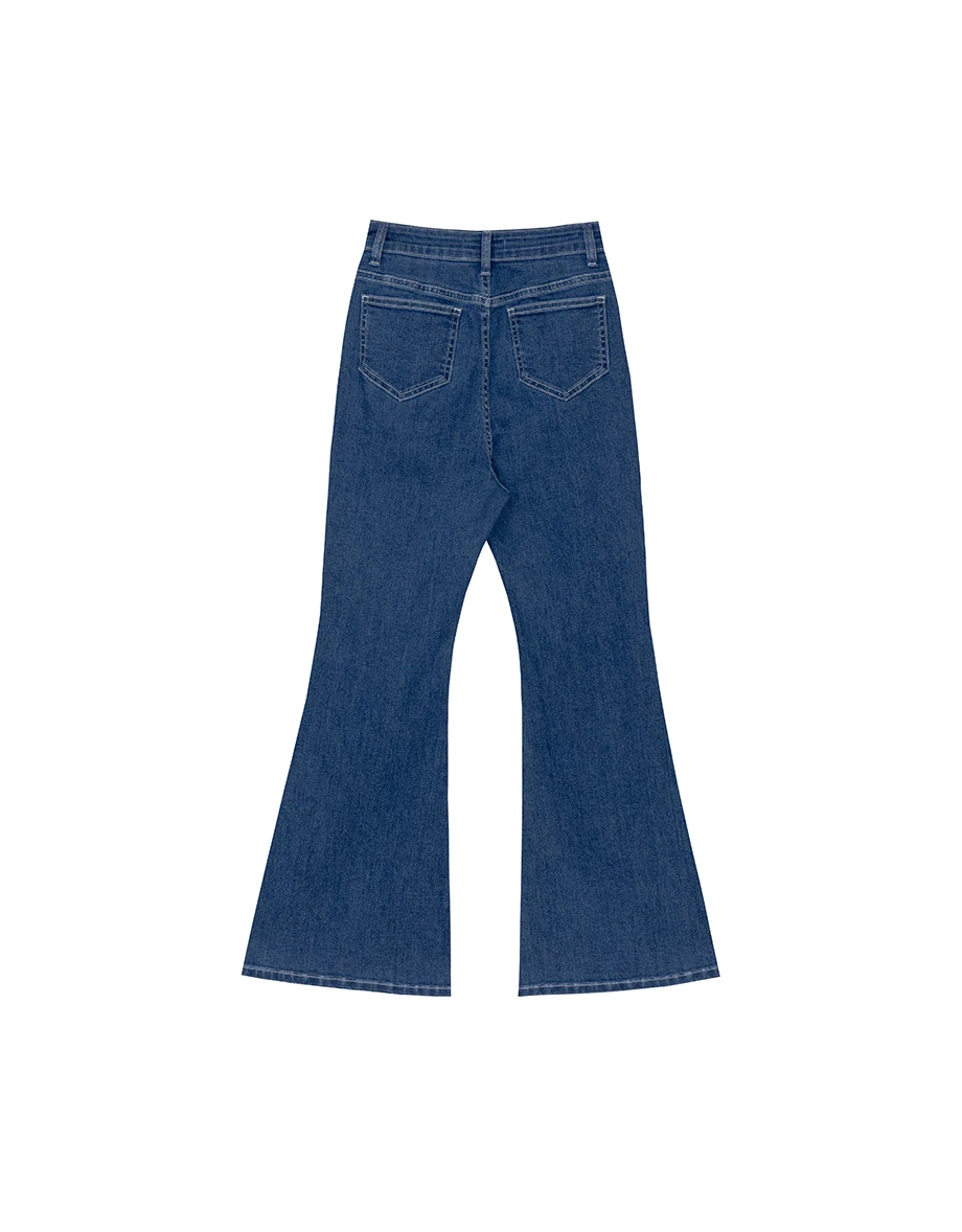 Vintage Wash High Waist Cooling Stretch Jeans Denim Flare Pants