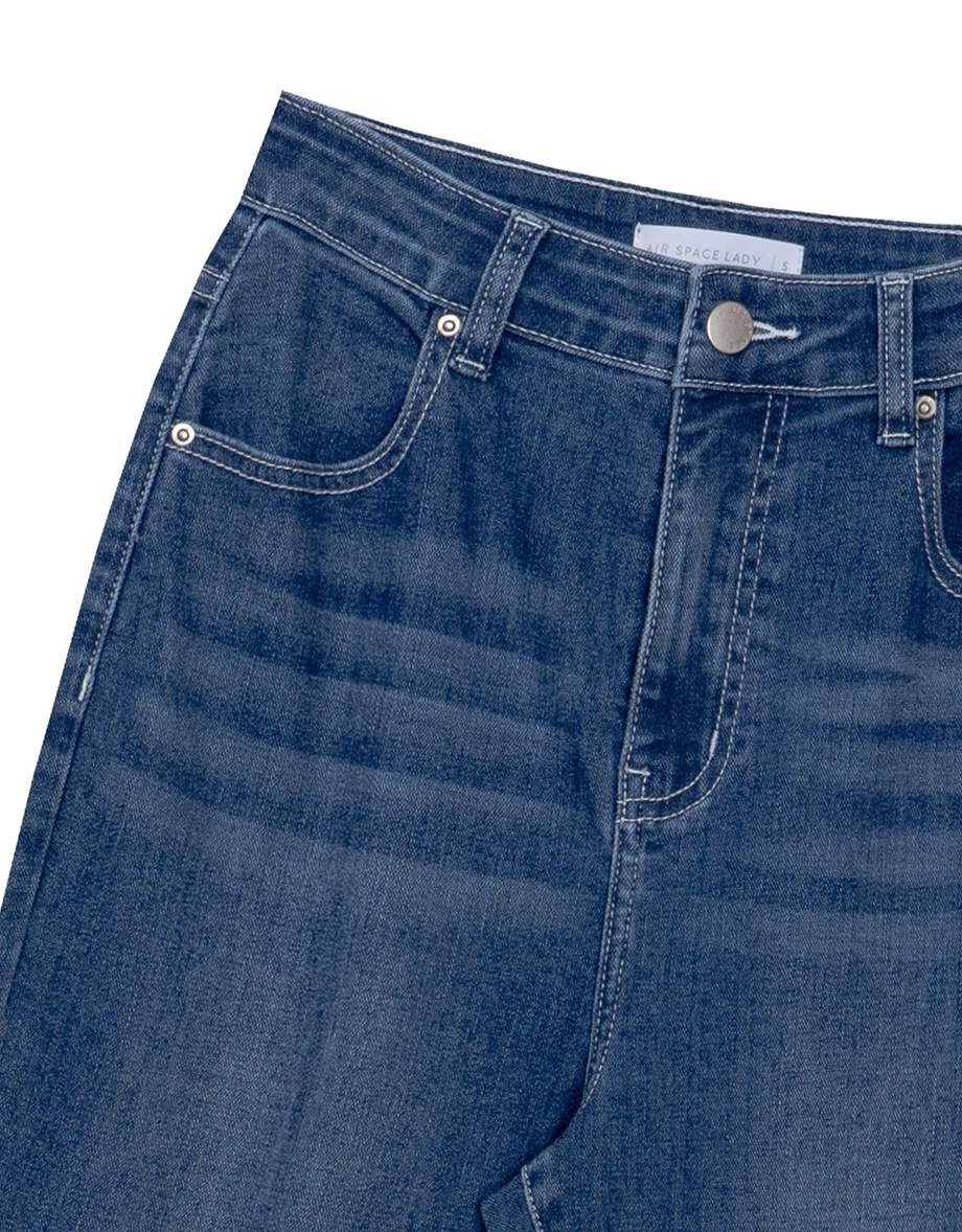 Vintage Wash High Waist Cooling Stretch Jeans Denim Flare Pants