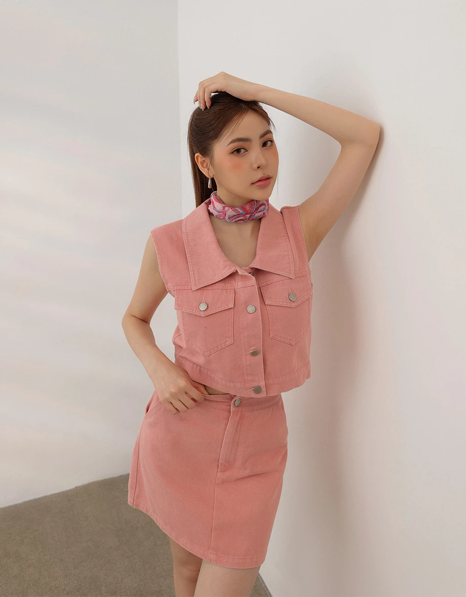 短版牛仔背心外套