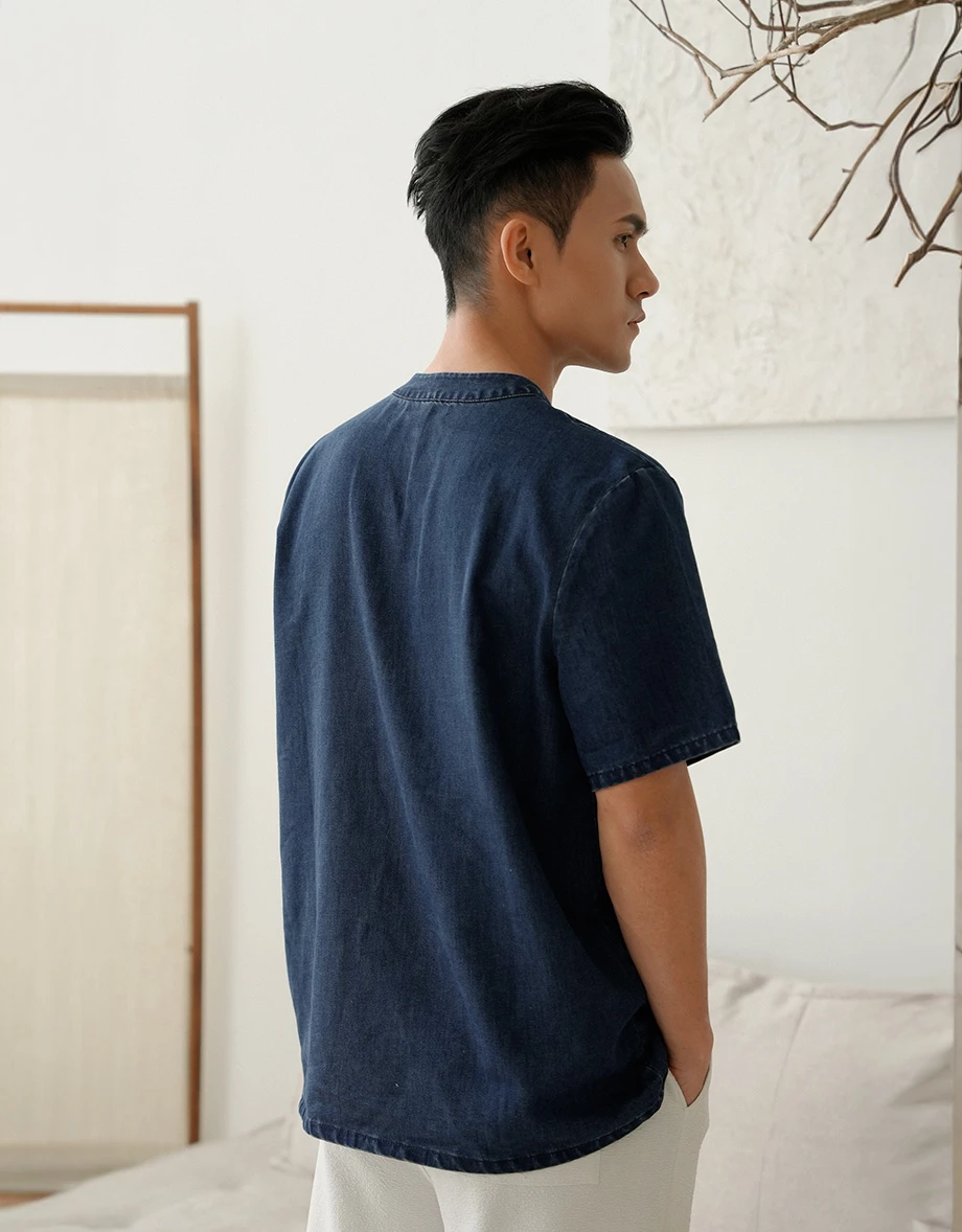 Men’s CNY Mandarin SHIRT Chinese Style Denim ( Matching Couple Outfit for Qipao Cheongsam) Men’s CNY Mandarin SHIRT Chinese Style Denim ( Matching Couple Outfit for Qipao Cheongsam)
