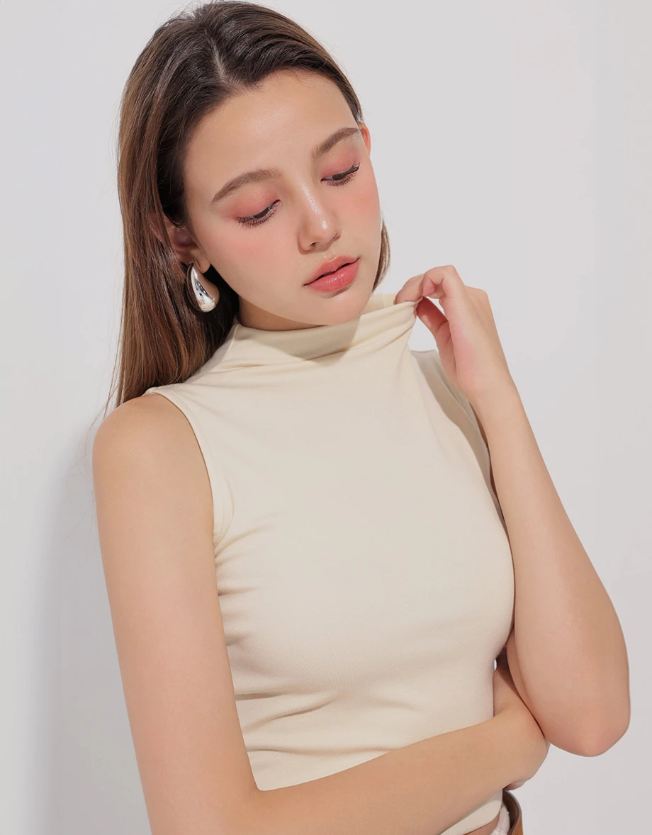 柔彈高領合身背心