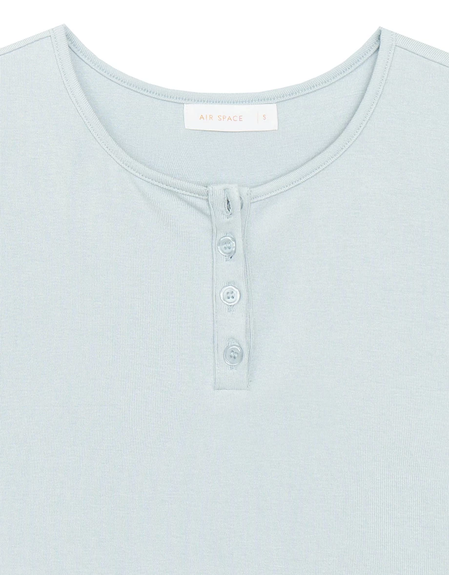圓領排扣短袖短版TEE