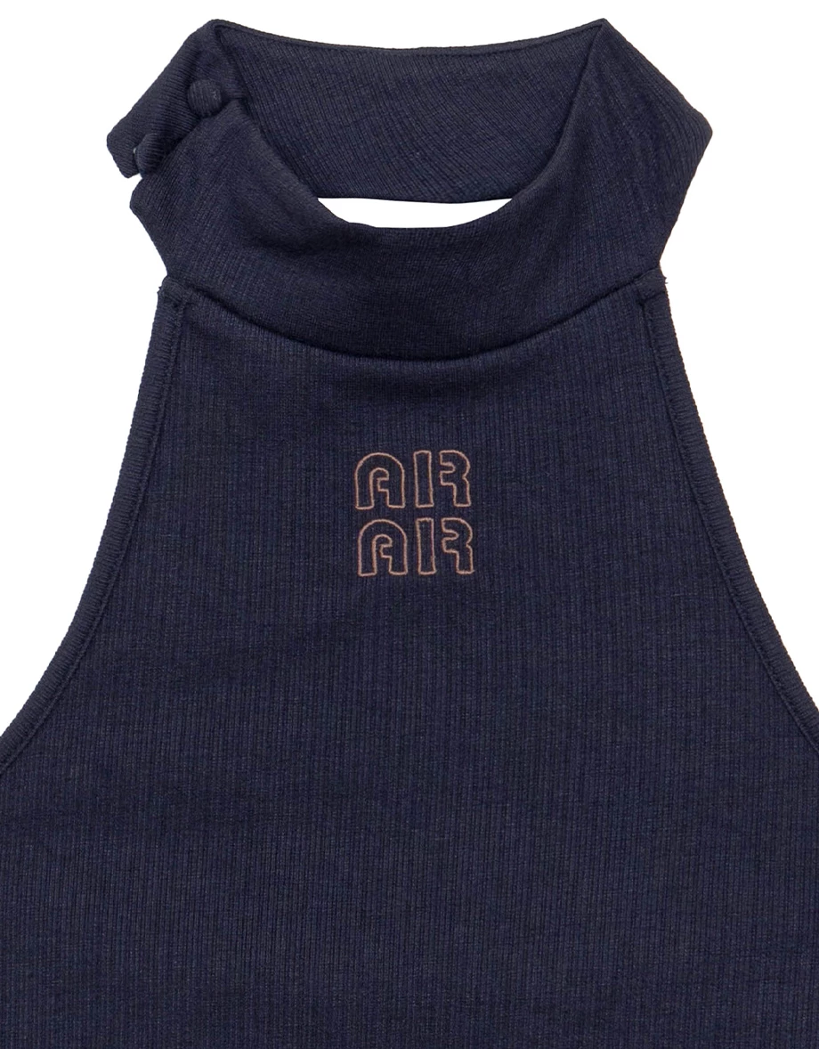 前後兩穿品牌LOGO刺繡立領削肩背心BRA TOP