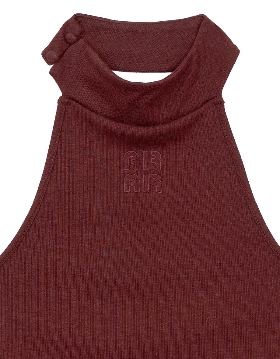前後兩穿品牌LOGO刺繡立領削肩背心BRA TOP