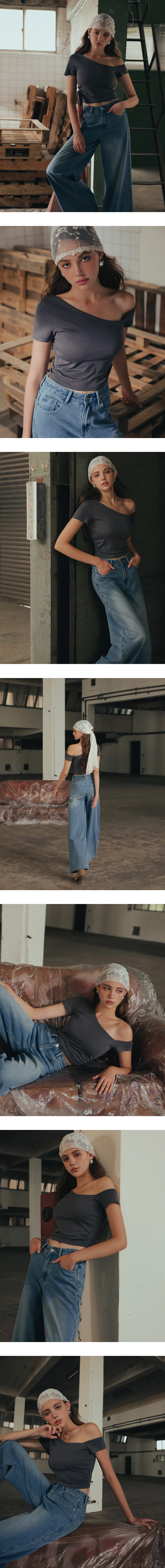 Basic One Shoulder Fitted Ribbed Crop Bra Top