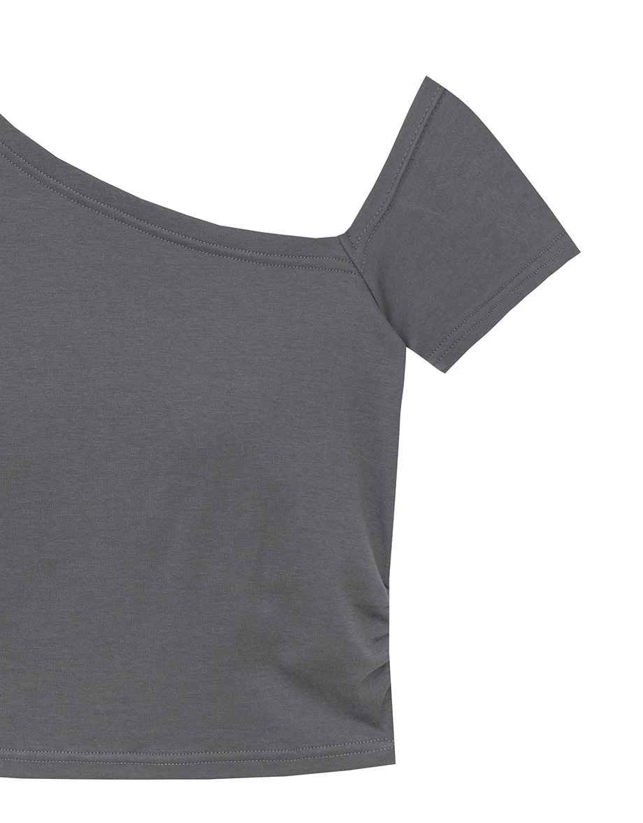 Basic One Shoulder Fitted Ribbed Crop Bra Top