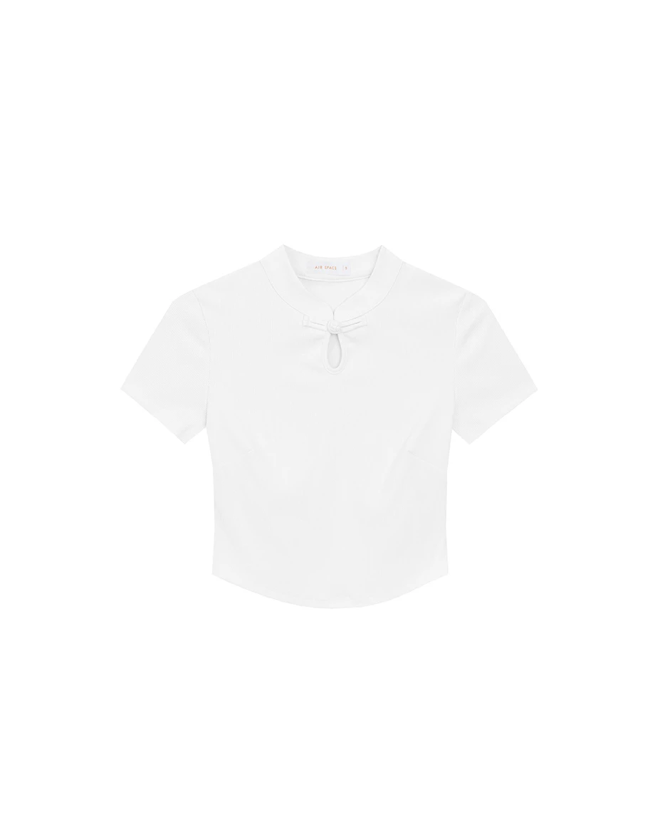 【Michie 聯名】羅紋短袖短版旗袍上衣 M05