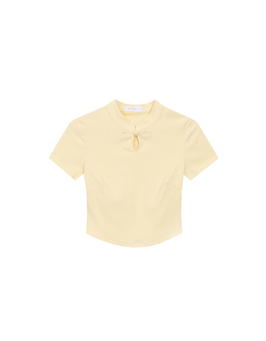 【Michie 聯名】羅紋短袖短版旗袍上衣 M05