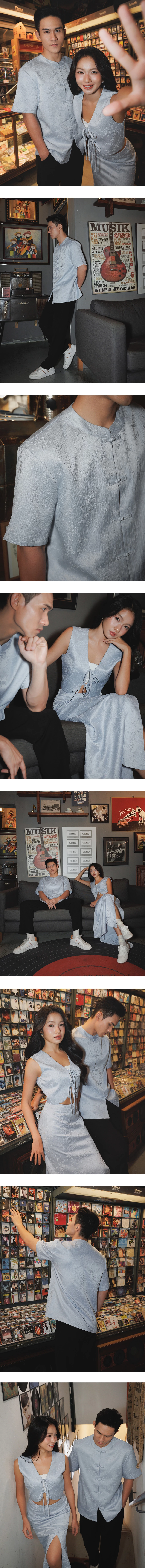 【Michie 聯名】緹花緞面 新中式男裝 唐裝上衣 旗袍風 M09