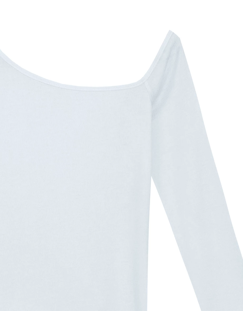 【Michie Design】Asymmetrical Off Shoulder Sheer Long Sleeve Top M08