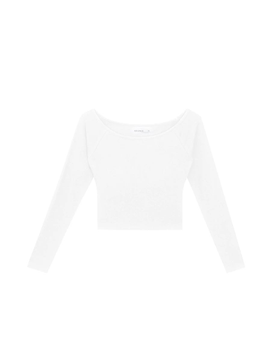 WARM↑UP スタイルアップ オフショル クロップド長袖ヒートテックBRA TOP