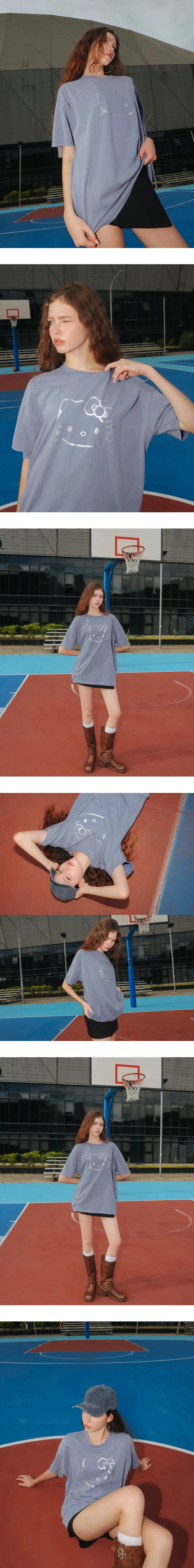 【SANRIO Collab】Hello Kitty Oversized Crew Neck Short Sleeve Graphic Tee
