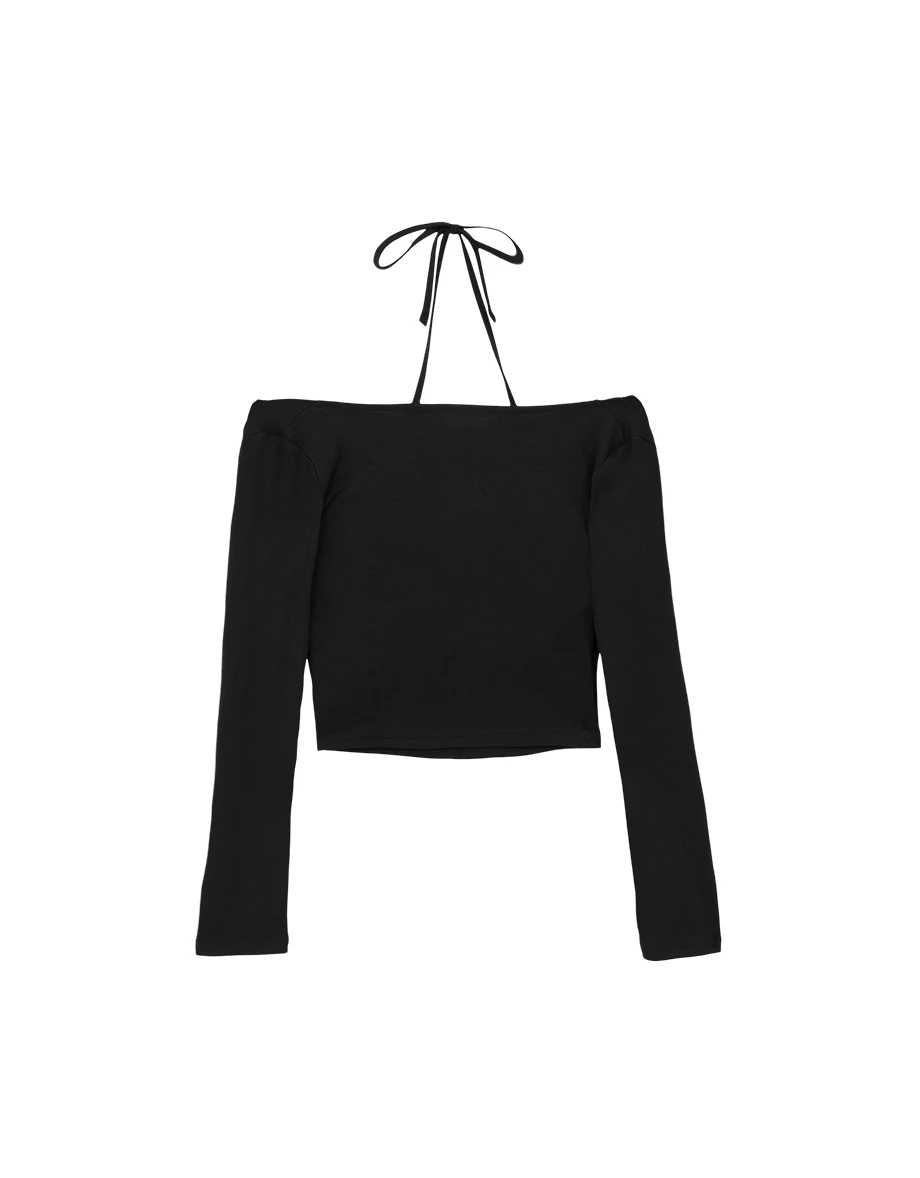 Faux 2 Piece Draped Off Shoulder Long Sleeve Top Faux 2 Piece Draped Off Shoulder Long Sleeve Top