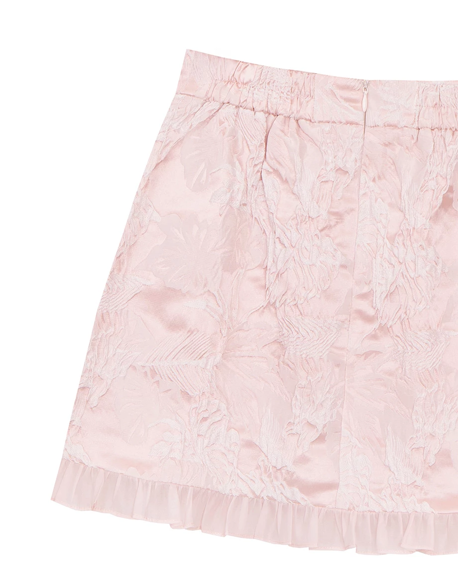 旗袍立體緹花荷葉邊短裙