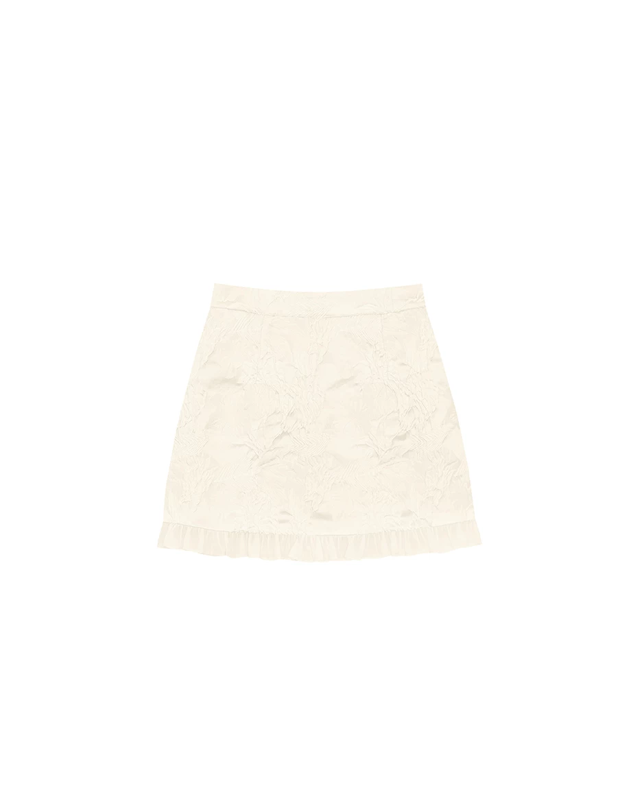 Qipao Skirt Floral Jacquard Design Cheongsam Qipao Mini Skirt with Ruffle Hem Qipao Skirt Floral Jacquard Design Cheongsam Qipao Mini Skirt with Ruffle Hem