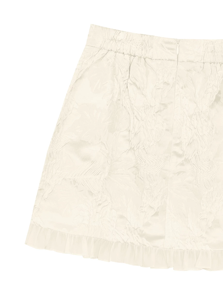 Qipao Skirt Floral Jacquard Design Cheongsam Qipao Mini Skirt with Ruffle Hem Qipao Skirt Floral Jacquard Design Cheongsam Qipao Mini Skirt with Ruffle Hem