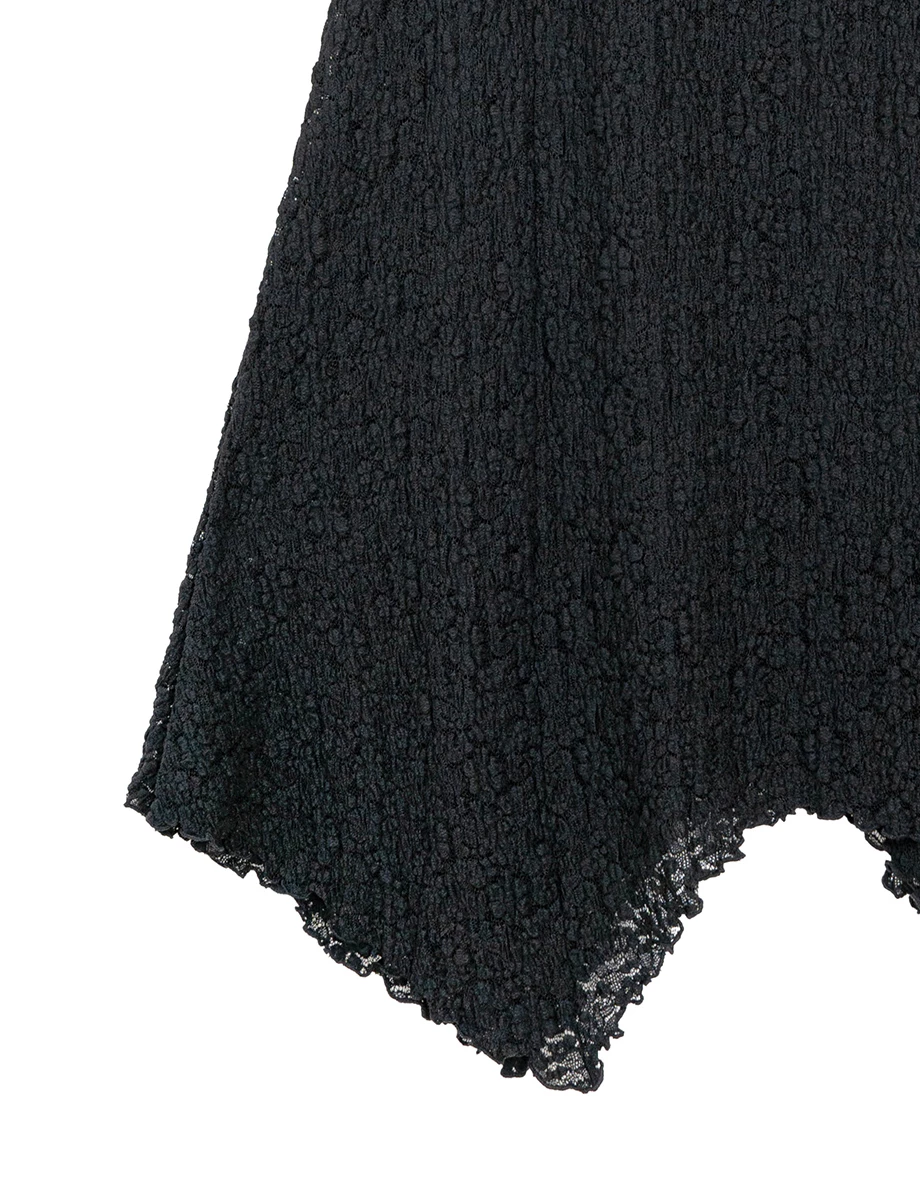 Lace Asymmetrical Hem High Waist Maxi Skirt
