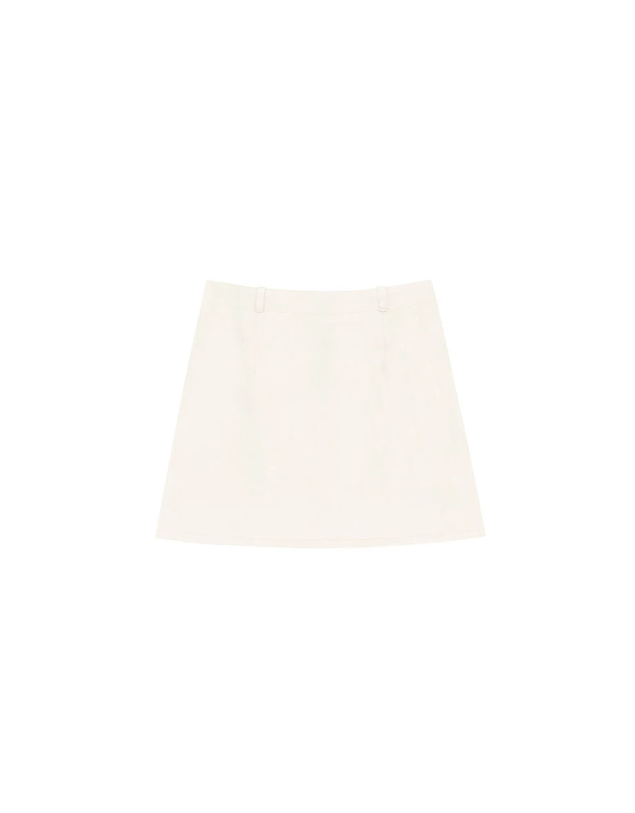 High Waist Faux Suede A Line Mini Skirt