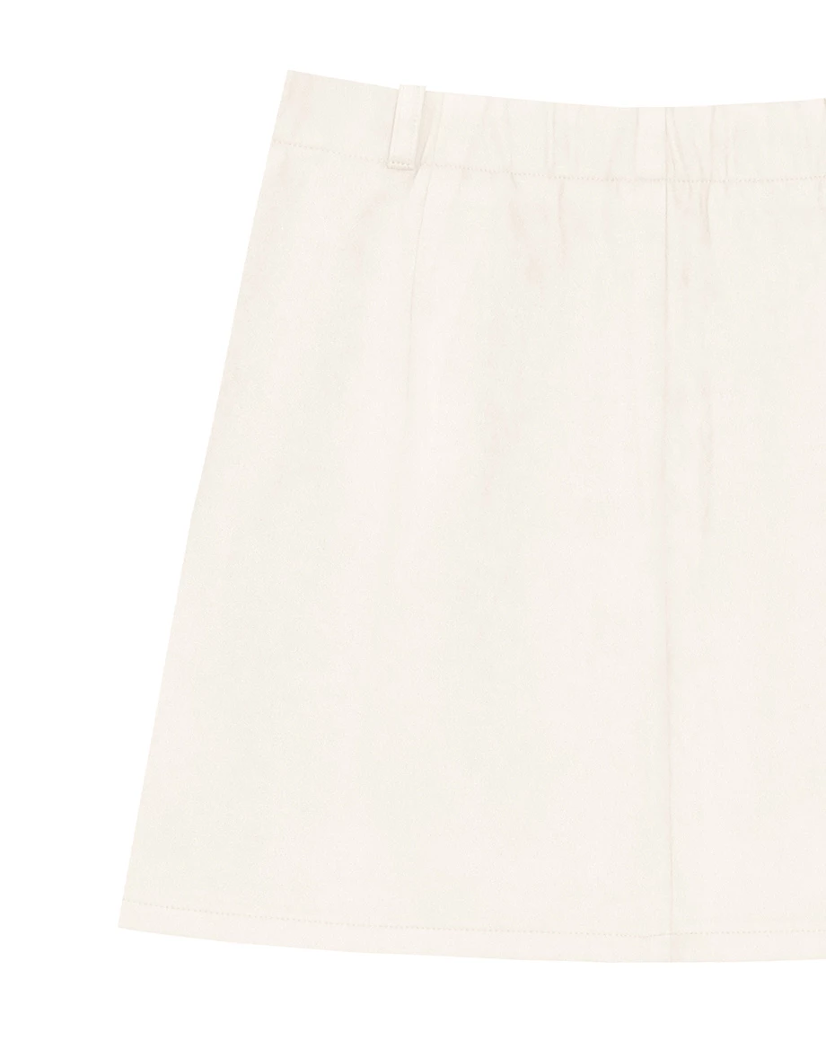 High Waist Faux Suede A Line Mini Skirt