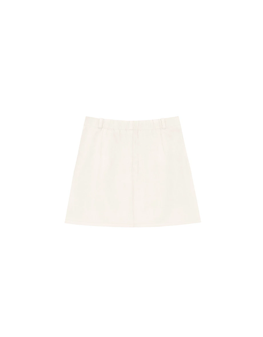 High Waist Faux Suede A Line Mini Skirt