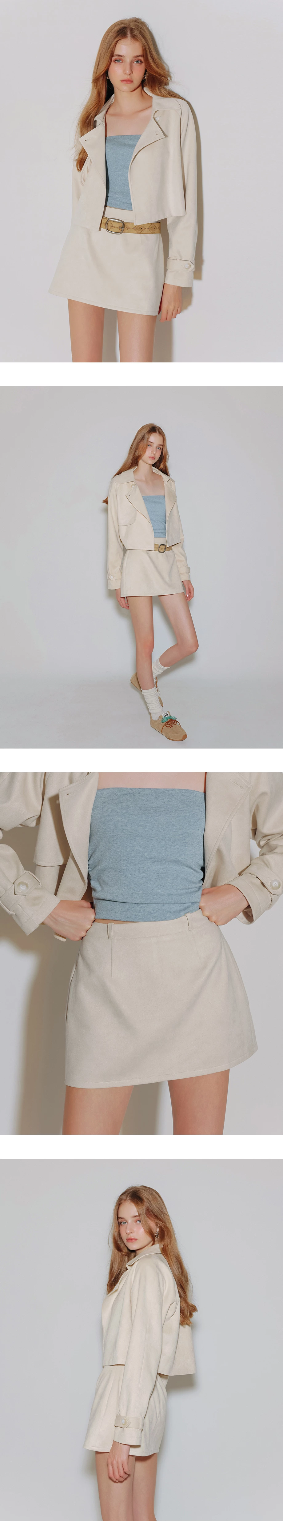 High Waist Faux Suede A Line Mini Skirt