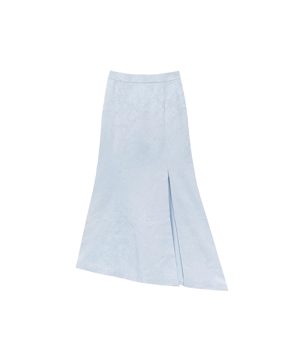 【Michie 聯名】旗袍風緹花緞面側開衩魚尾長裙 M03