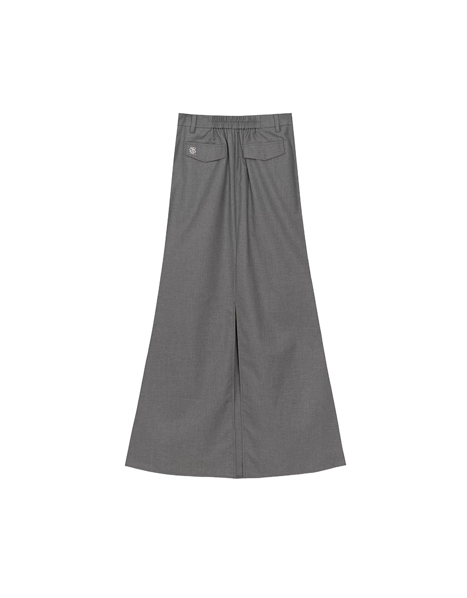 Tailored High Waist Maxi Skirt with AIR SPACE Logo Embroidery