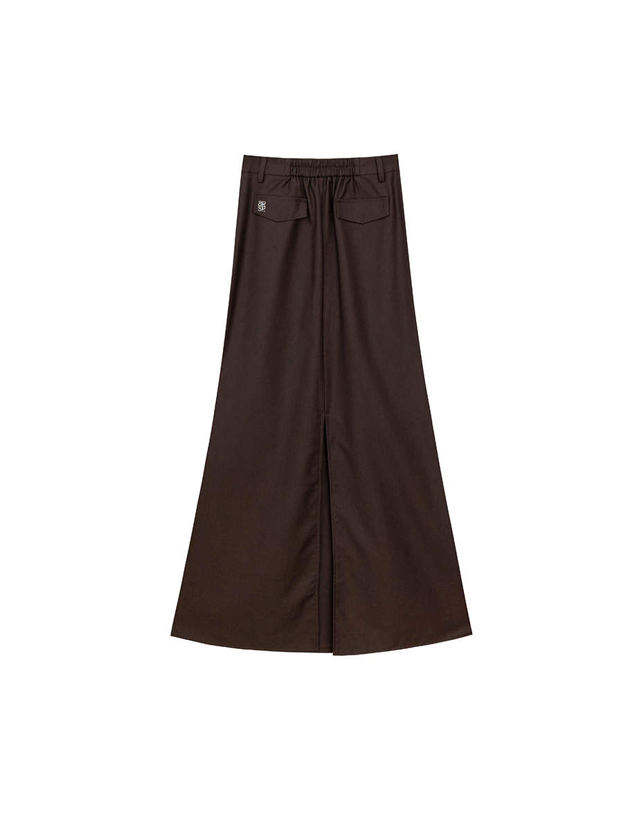 Tailored High Waist Maxi Skirt with AIR SPACE Logo Embroidery
