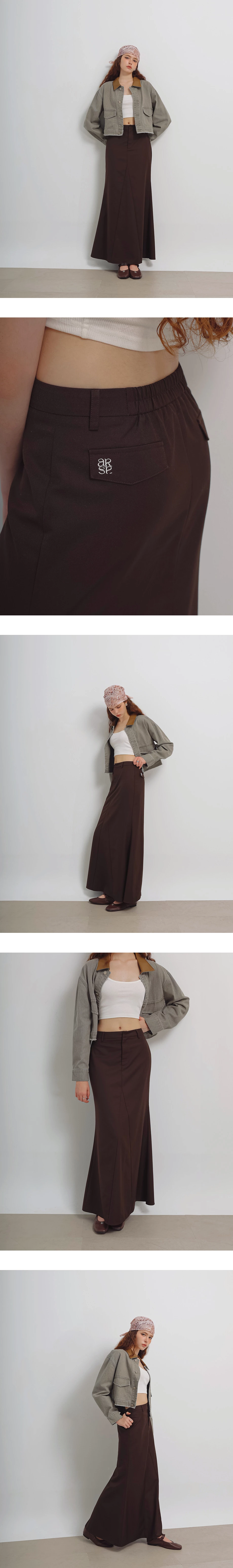 Tailored High Waist Maxi Skirt with AIR SPACE Logo Embroidery