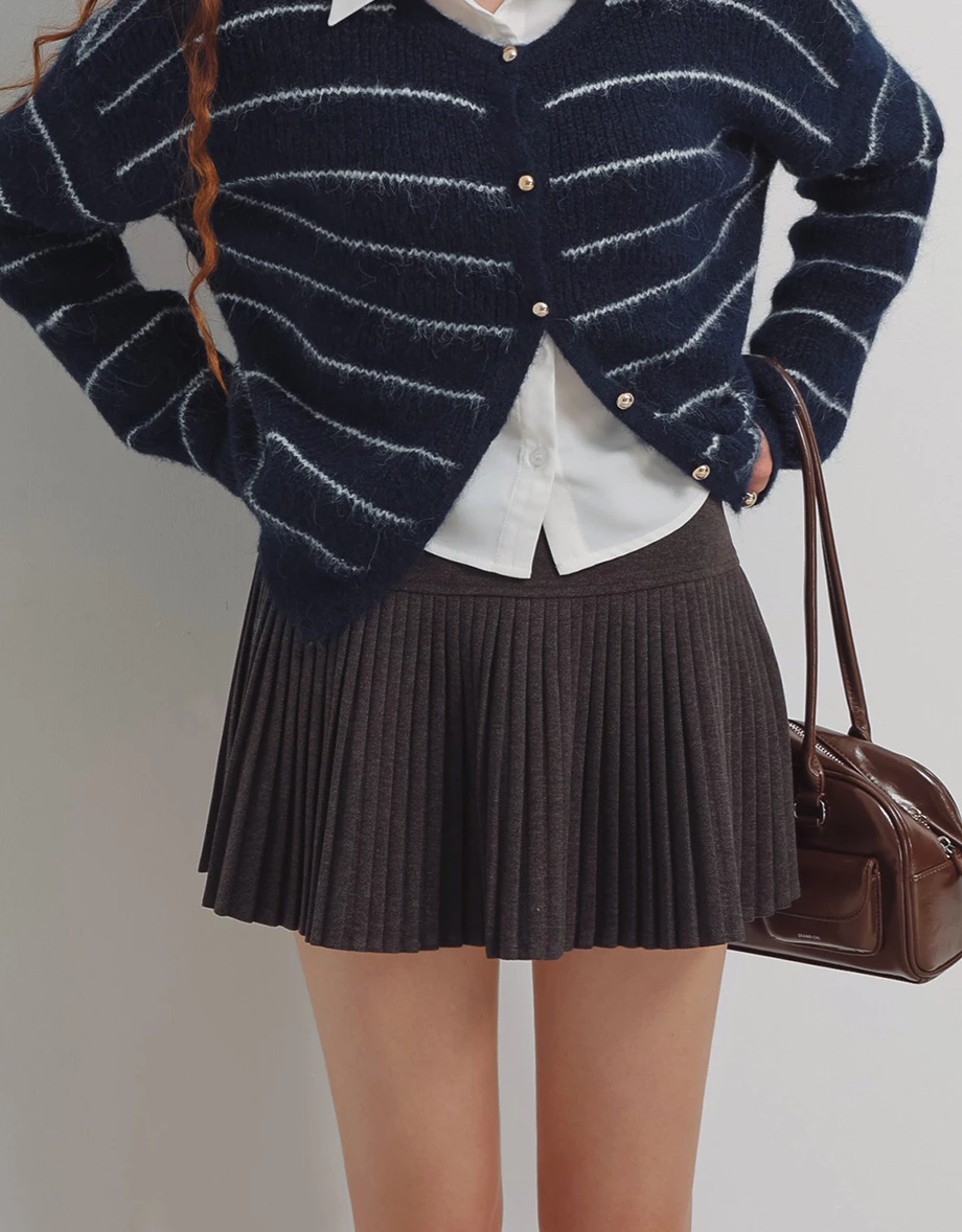 Classic Pleated High Waist A Line Mini Skirt