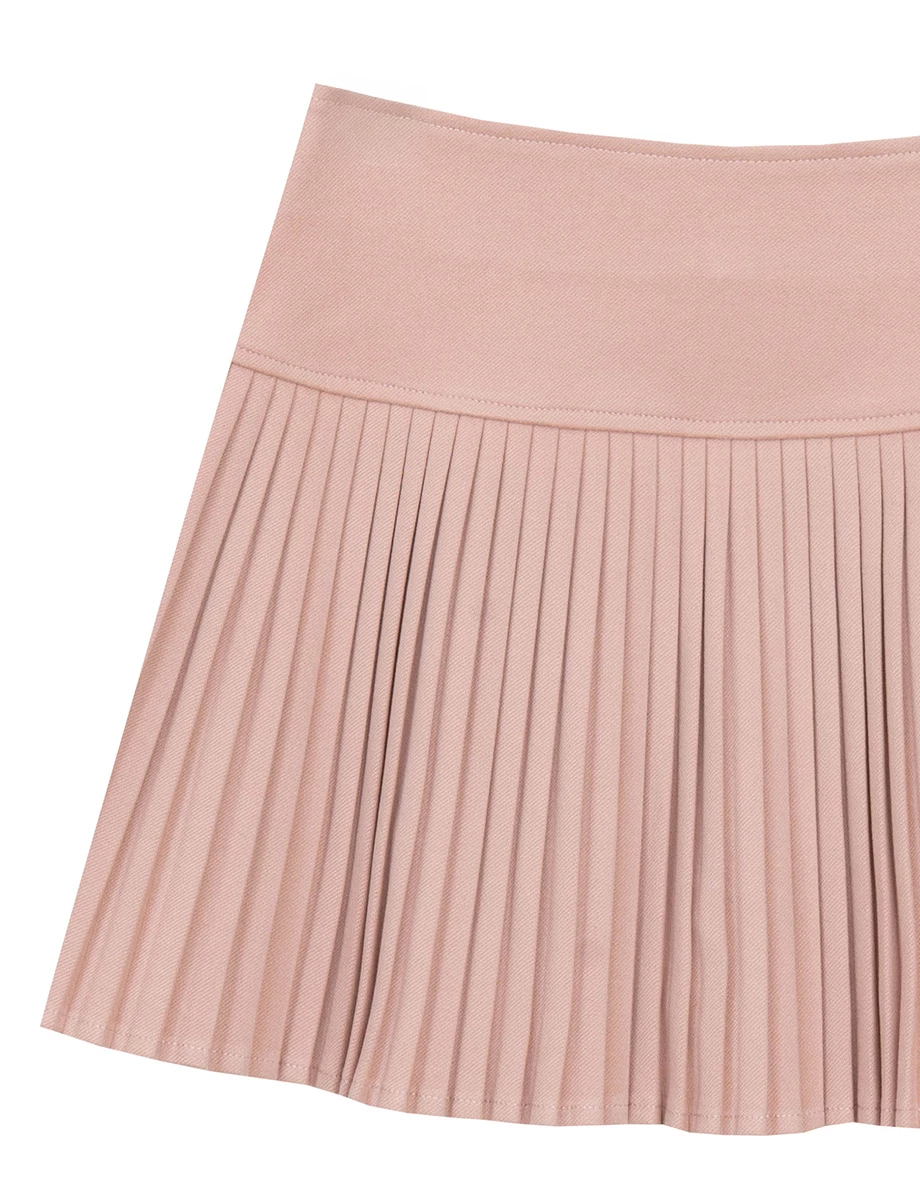 Classic Pleated High Waist A Line Mini Skirt