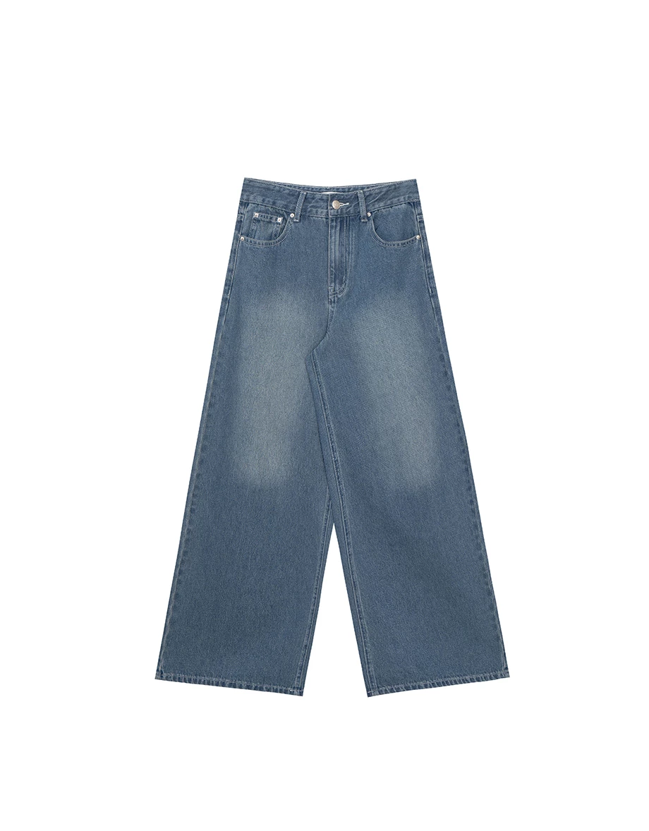 【Michie Design】Seluar Denim Wide Leg Pinggang Pertengahan Gaya Retro M04