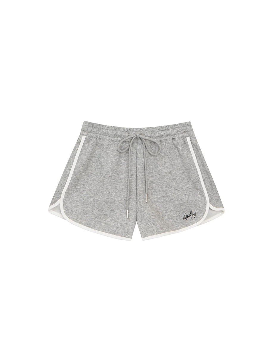 【Michie 聯名】刺繡字母撞色滾邊抽繩鬆緊休閒短褲 M10