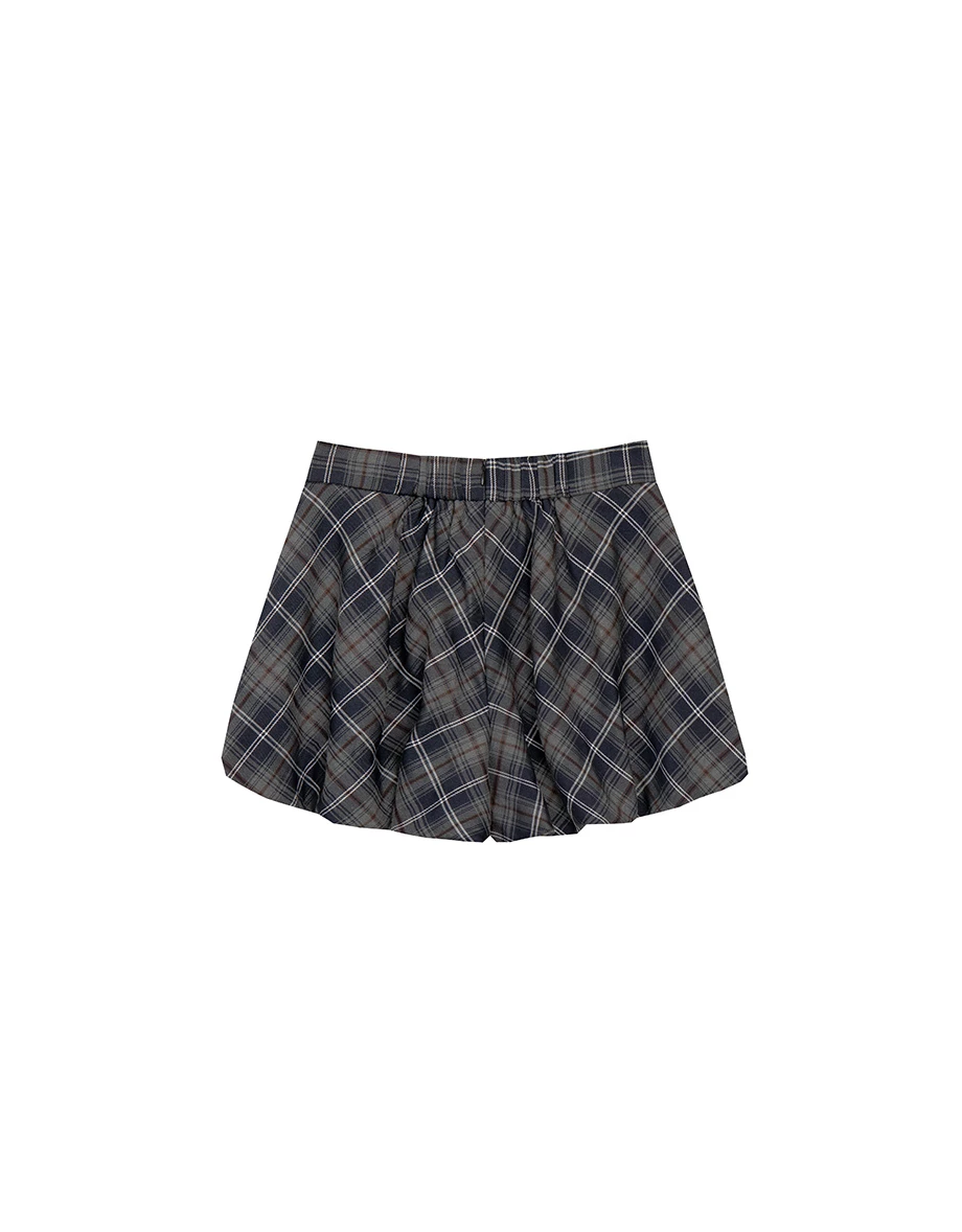 Flowy A Line High Waist Vintage Plaid Pleated Shorts