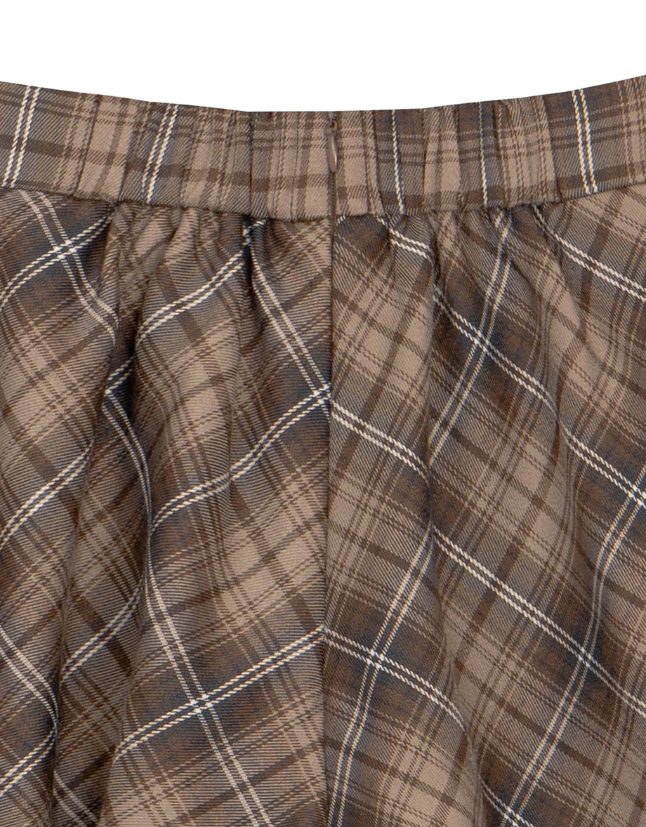 Flowy A Line High Waist Vintage Plaid Pleated Shorts