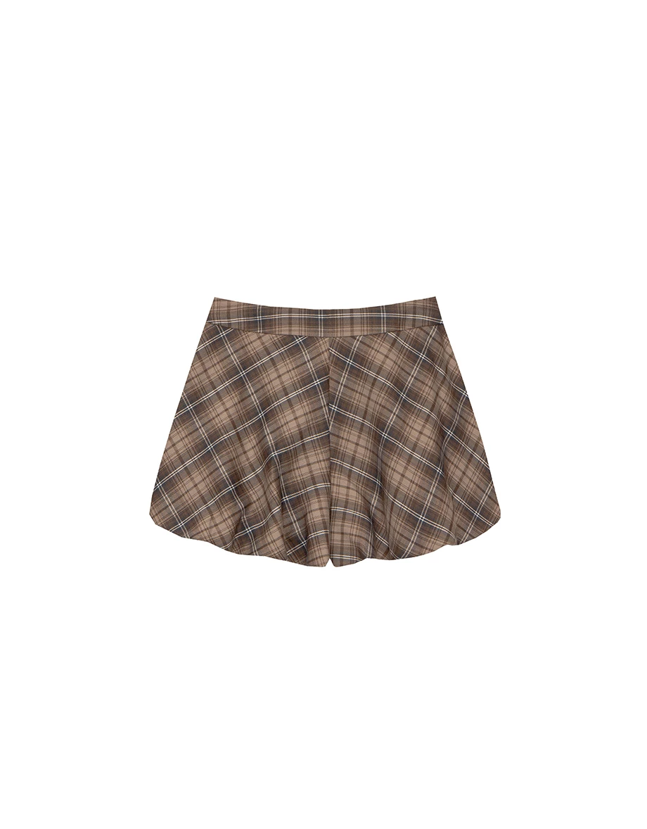 Flowy A Line High Waist Vintage Plaid Pleated Shorts