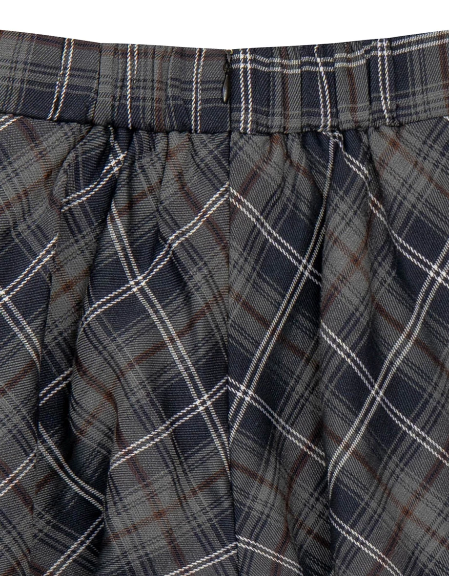 Flowy A Line High Waist Vintage Plaid Pleated Shorts