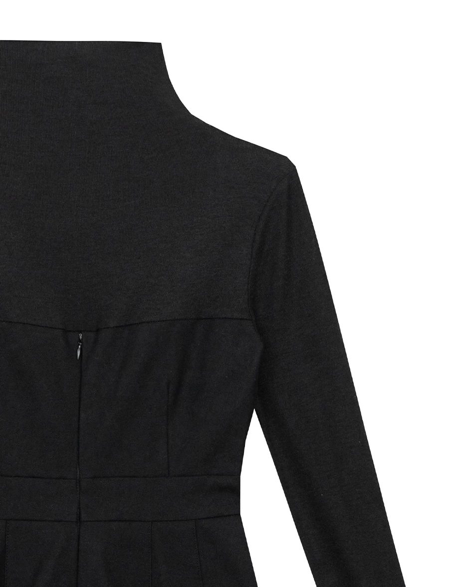 Turtleneck Long Sleeve Flared Hem Mini Dress