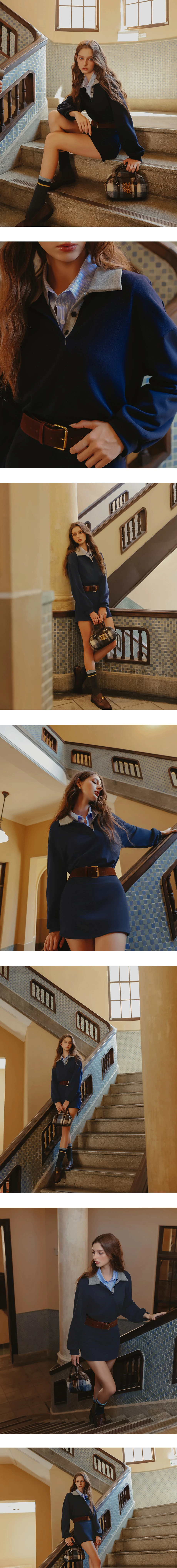 Casual Polo Collar Pullover Mini Dress Casual Polo Collar Pullover Mini Dress