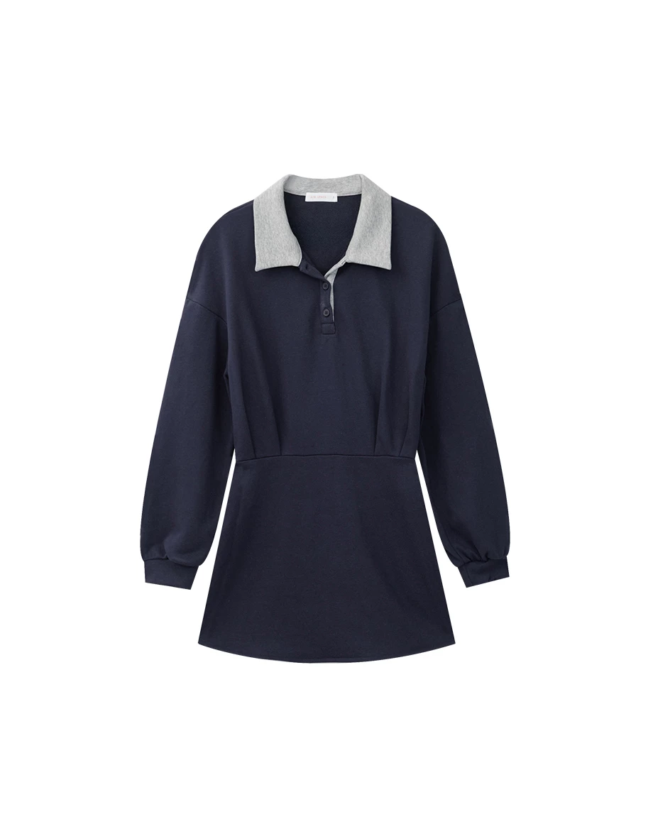 Casual Polo Collar Pullover Mini Dress