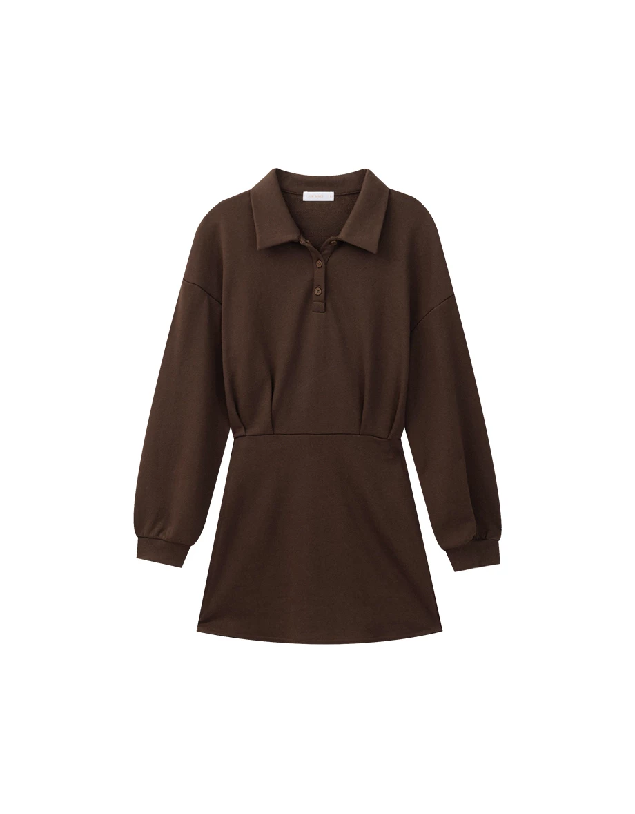 Casual Polo Collar Pullover Mini Dress
