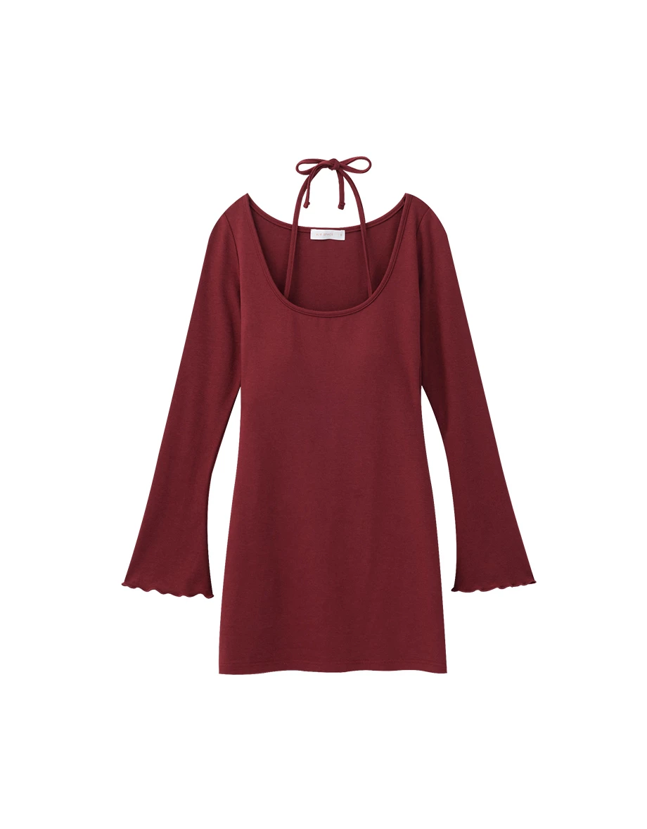 Ribbed Halter Square Neck Bodycon Padded Mini Dress