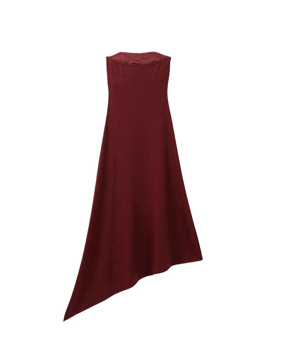 Fitted Strapless Asymmetrical Hem Padded Maxi Dress Fitted Strapless Asymmetrical Hem Padded Maxi Dress