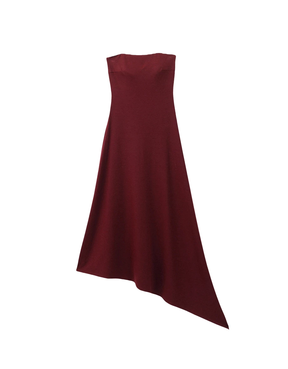 Fitted Strapless Asymmetrical Hem Padded Maxi Dress Fitted Strapless Asymmetrical Hem Padded Maxi Dress