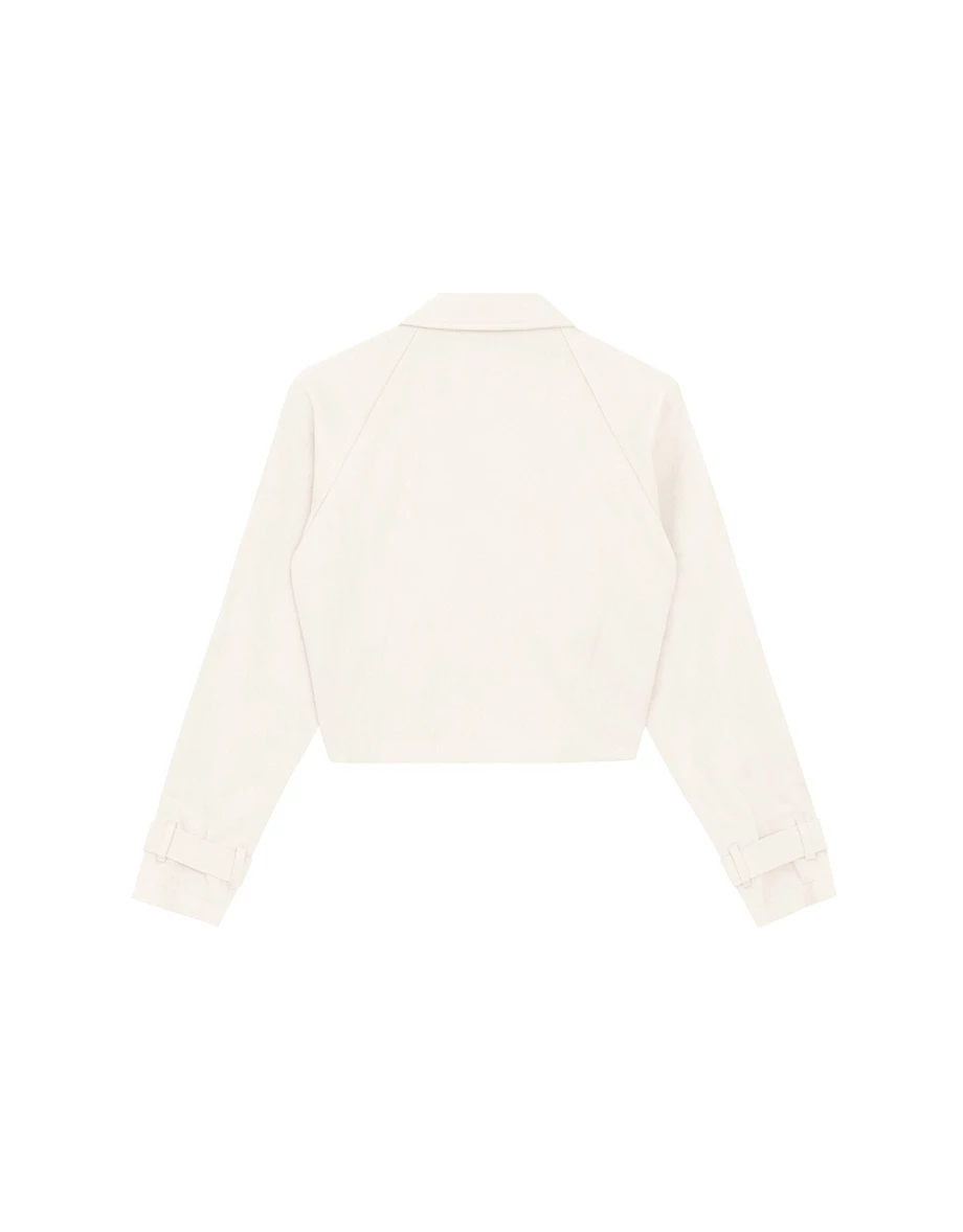 Classic Collar Faux Suede Cropped Trench Jacket