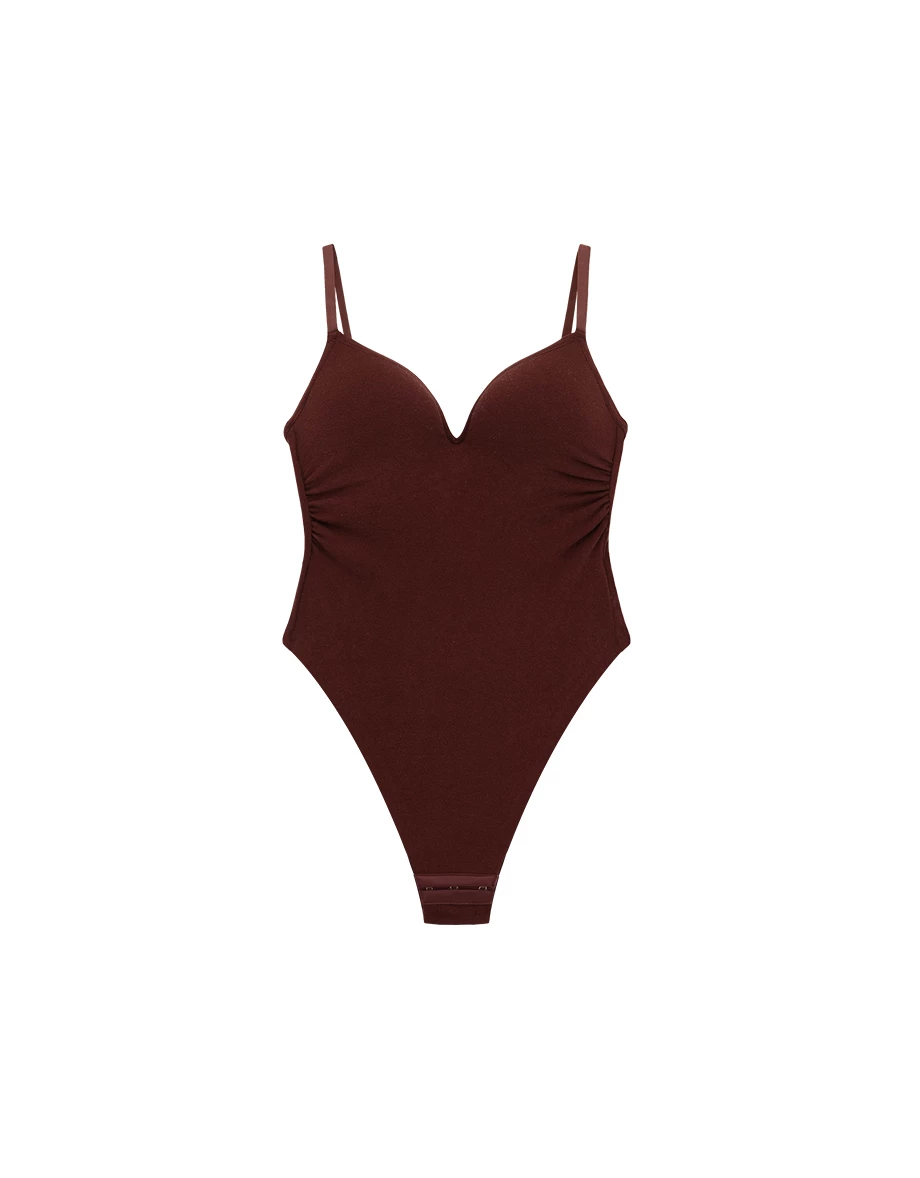 Heat Tech Collection Deep V Neck Padded Fitted Bodysuit