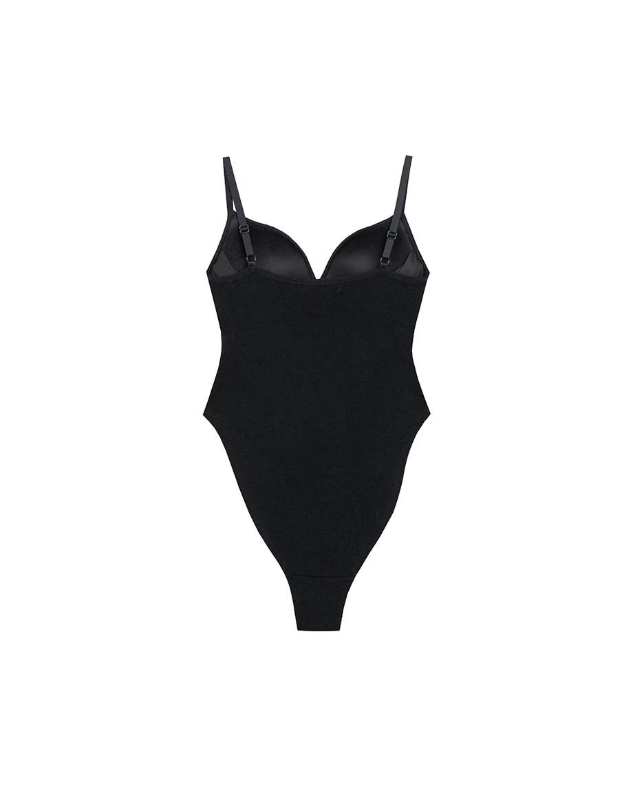 Heat Tech Collection Deep V Neck Padded Fitted Bodysuit