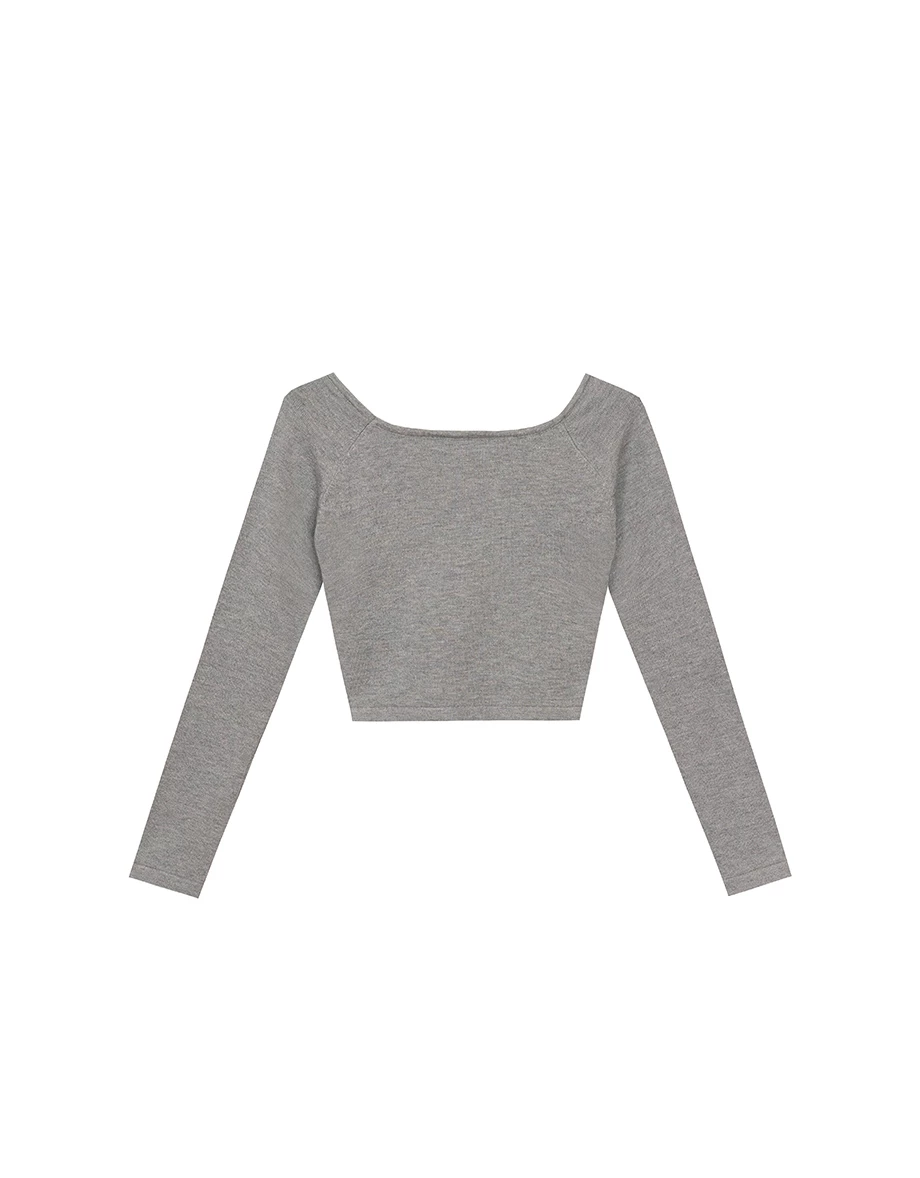 Off Shoulder Argyle Knit Long Sleeve Top